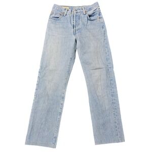 Levi's Premium 501 Jeans Mens 26x26 Blue Button Fly Straight Light Wash Flower